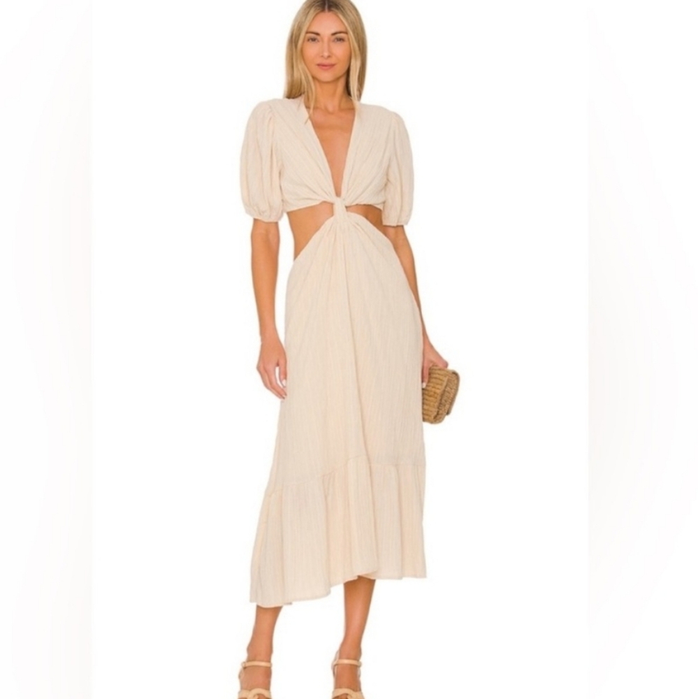Line‎ & Dot Ella Midi Dress In Eggshell Cream